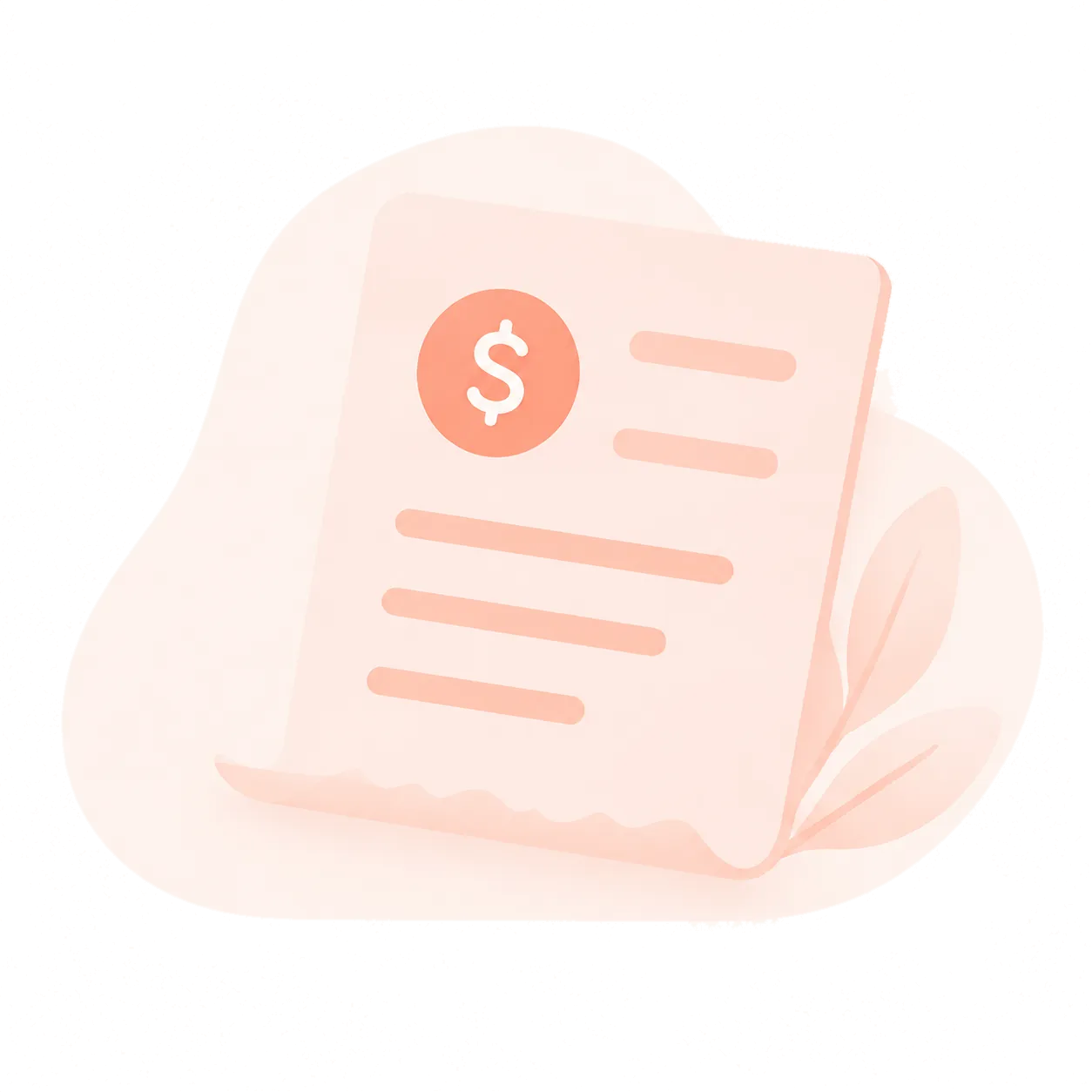 Illustrated restaurant bill with a dollar sign