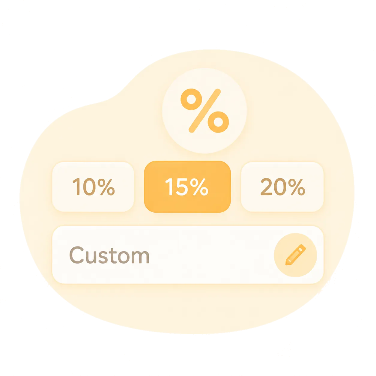 Illustrated tip percentage selector with a custom option